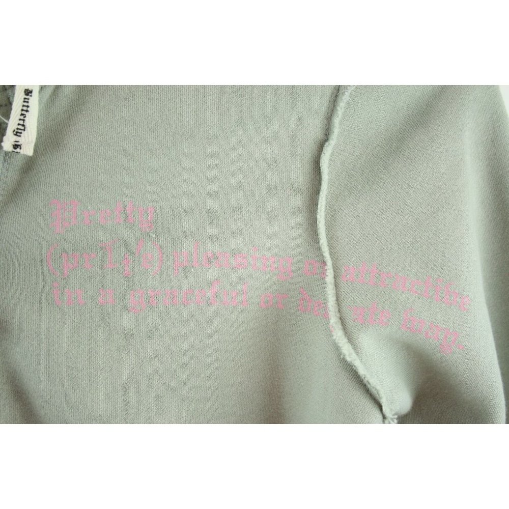 Lovestitch Womens Sz M Gray Sweatshirt Hooded Jacket Printed sleeve and back Nwt - Picture 6 of 12